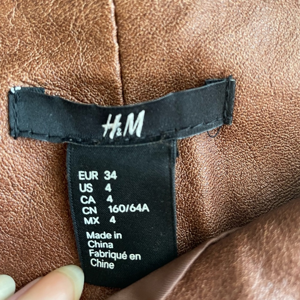 2/$30 - H&M Brown Faux Leather Asymmetrical Wrap Skirt - Size 4 - Picture 4 of 4